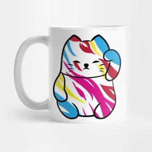 Lucky cat fusion zebra pop art Mug